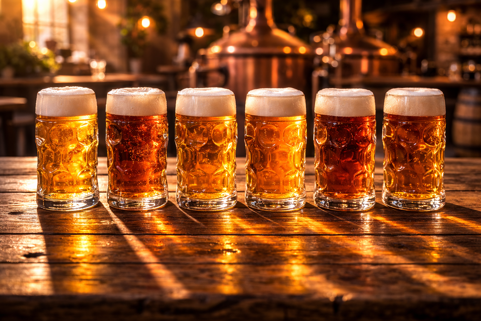 Six traditional Bavarian beers