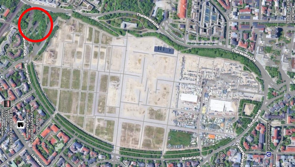 Proposed site — Hans-Fischer-Straße park, northwest corner of the Theresienwiese